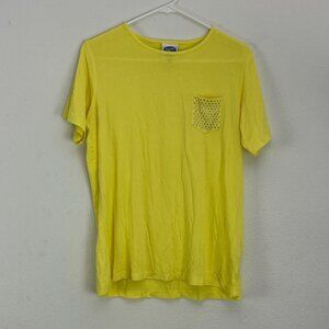 DG2 by Diane Gilman Women's XS Yellow Short Sleeve T-Shirt with Studded Pocket